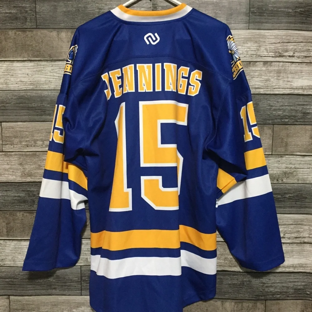 Chiefs Hockey Jersey Jennings #15 Men’s L Blue Yellow